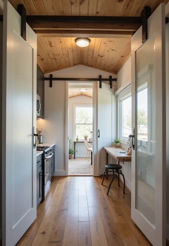 15 Genius Tiny House Design Ideas That'll Transform Your Small Space (You Won't Believe #7!) - 14. Sliding Doors for Space Efficiency