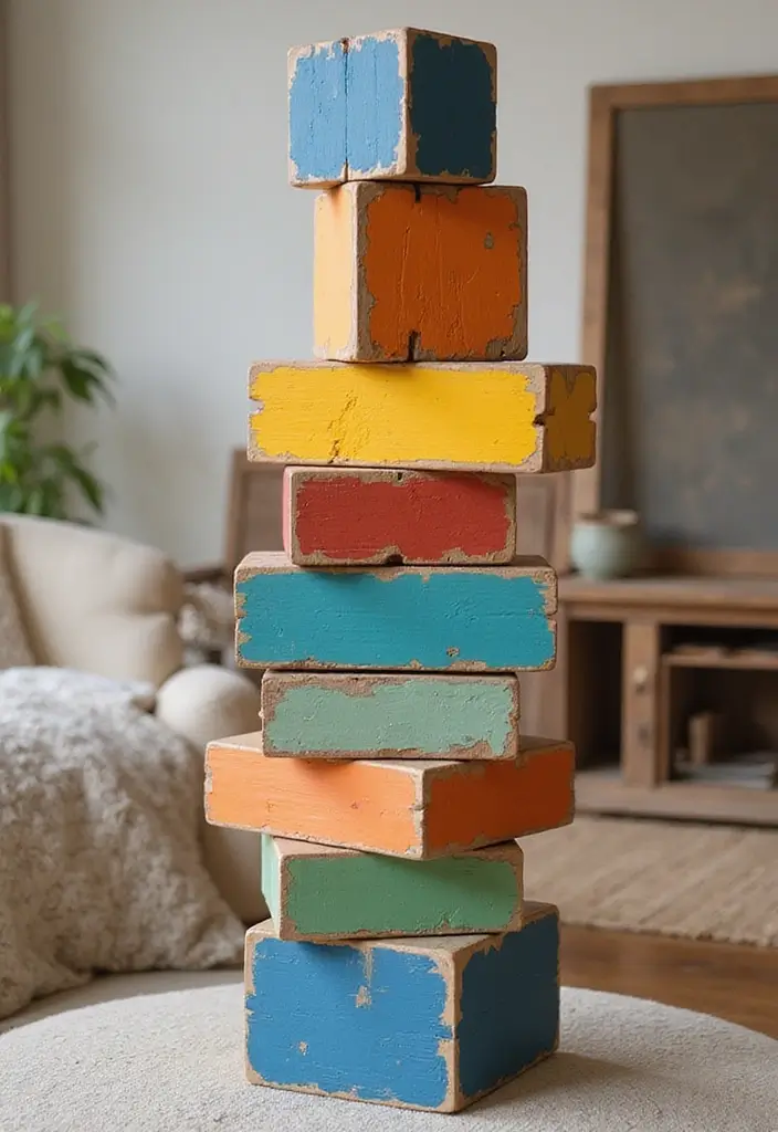 25 Easy DIY Home Decor Projects That'll Transform Your Space (Even Your Kids Can Do #17!) - 18. Painted Wood Blocks