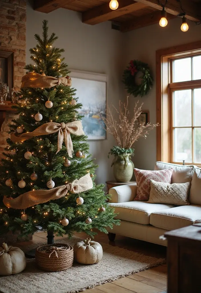 10 Elegant Christmas Trees That Will Transform Your Home into a Winter Wonderland! - 3. Rustic Charm with Natural Elements