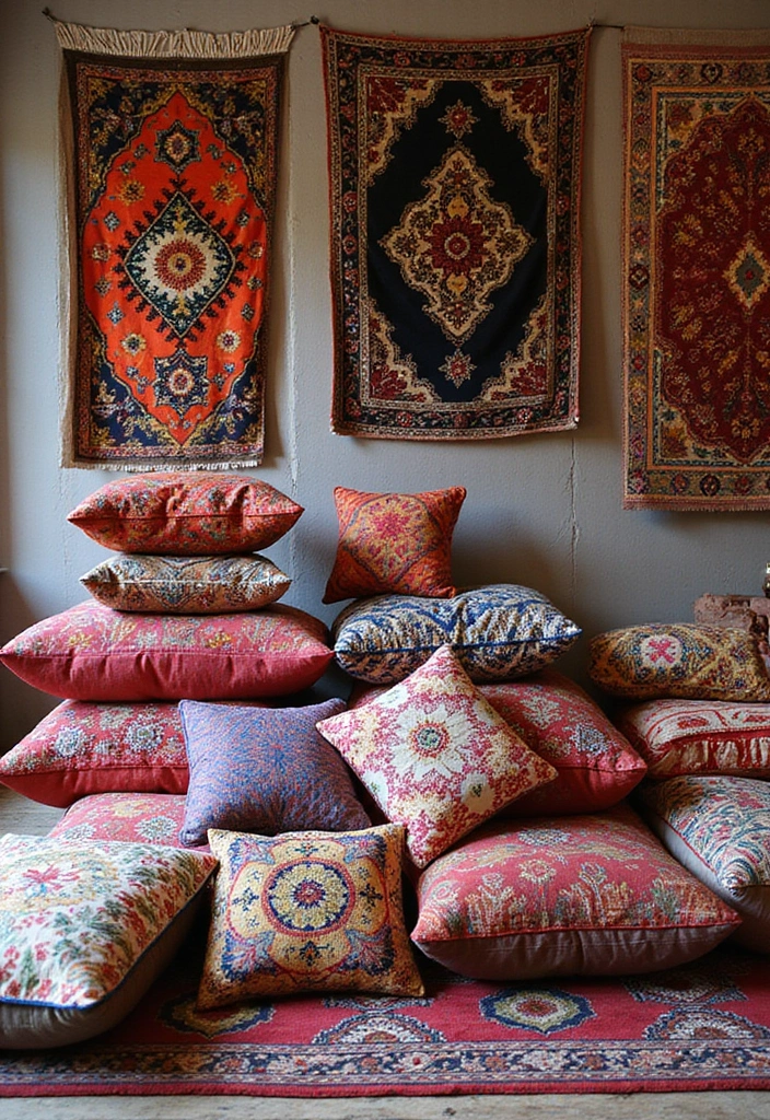 15 Bohemian Home Decor Ideas That'll Turn Your Space Into a Boho Oasis (#3 Is a Must-Try!) - 8. Bold Patterns and Textures