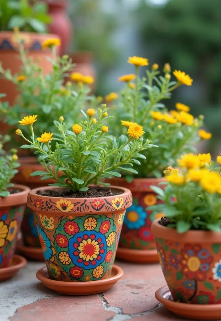 15 Ingenious DIY Decor Projects That Look Professionally Styled (On a Shoestring!) - 10. Painted Terra Cotta Pots 1