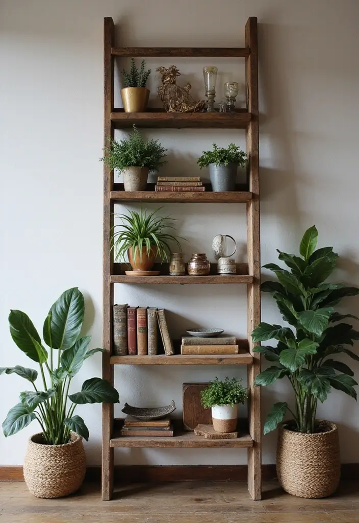 15 Ingenious DIY Decor Projects That Look Professionally Styled (On a Shoestring!) - 4. Vintage Ladder Book Display 1