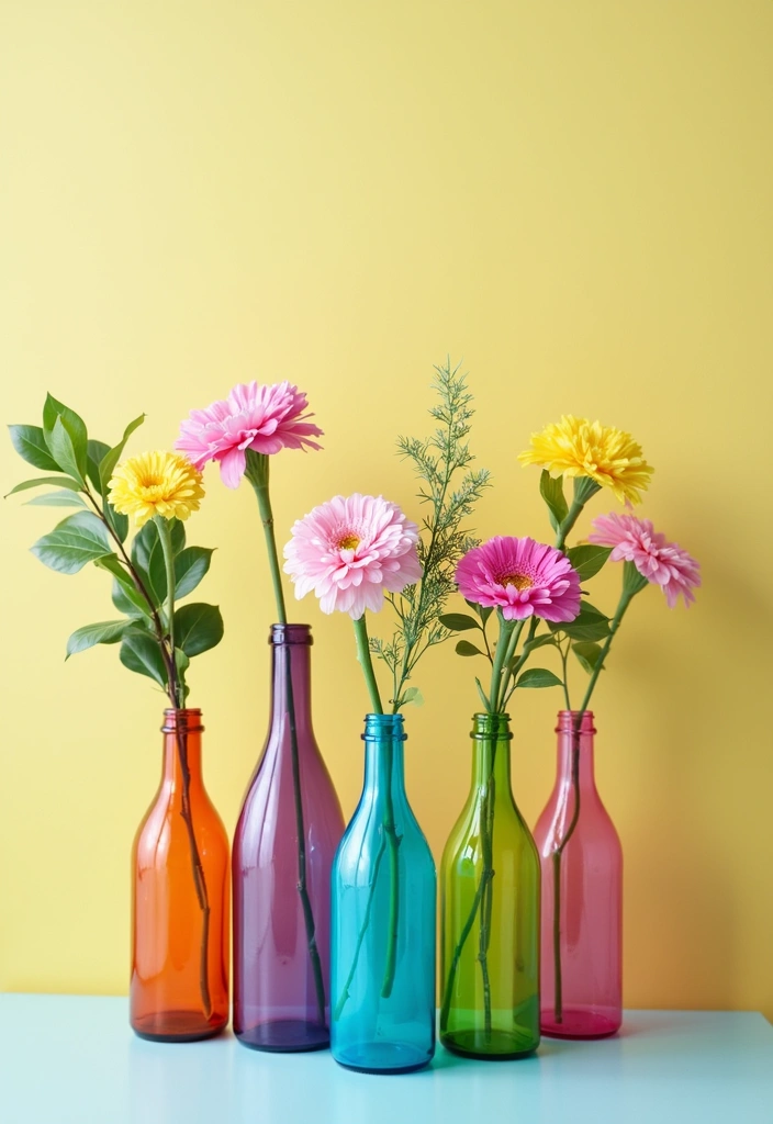 15 Ingenious DIY Decor Projects That Look Professionally Styled (On a Shoestring!) - 5. Upcycled Bottle Vases 1