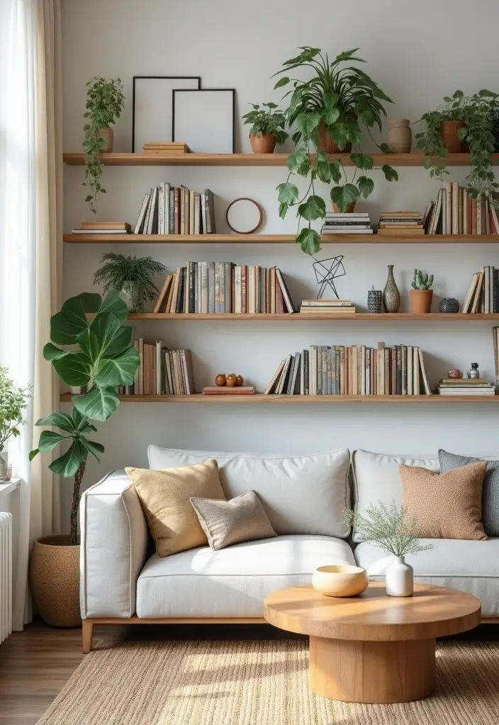 20 Stunning Living Room Decor Ideas That Will Transform Your Space Instantly! - 10. Open Shelving 1