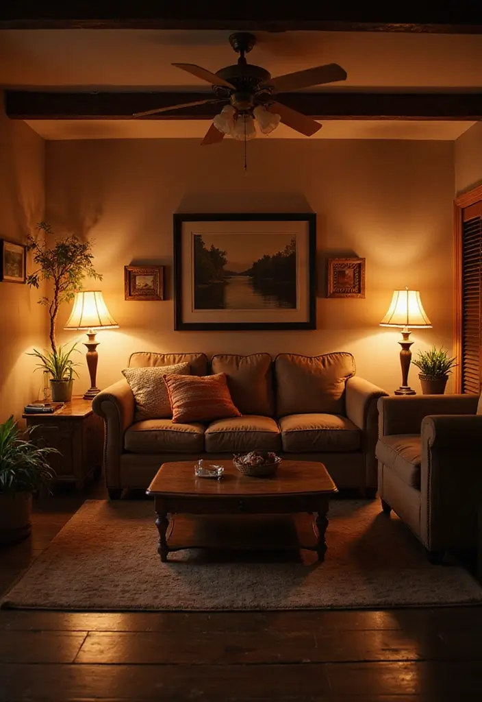 20 Stunning Living Room Decor Ideas That Will Transform Your Space Instantly! - 13. Layered Lighting 1