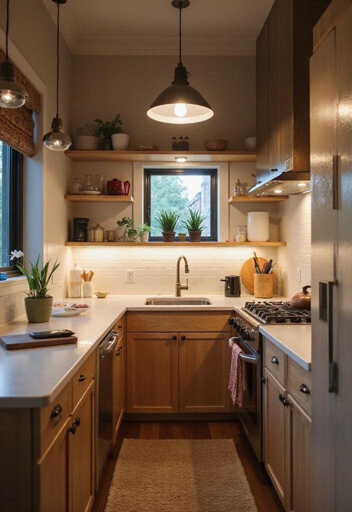 21 Stylish Tiny Kitchen Designs That Prove Small Can Be Fabulous! - 15. Stylish Lighting: Illuminate the Space