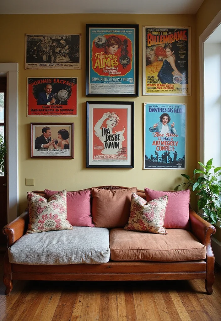 15 Vintage Wall Decor Ideas That'll Make Your Tiny Home Feel Timeless! - 14. Vintage Posters 1