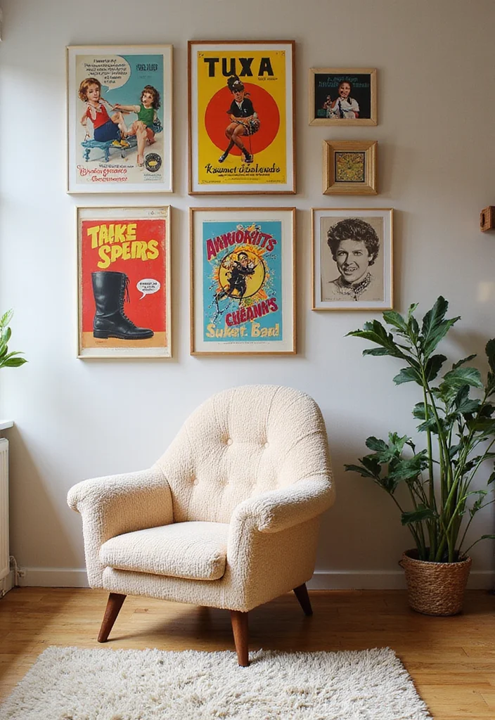 15 Vintage Wall Decor Ideas That'll Make Your Tiny Home Feel Timeless! - 4. Retro Wall Art 1