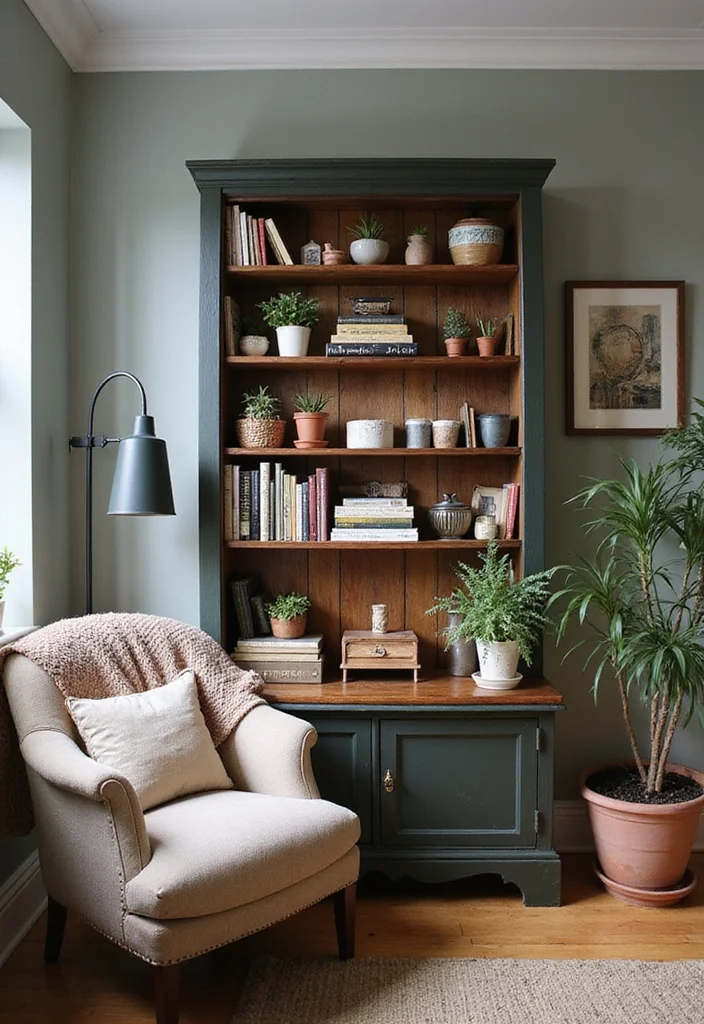 15 Vintage Wall Decor Ideas That'll Make Your Tiny Home Feel Timeless! - 7. Vintage Shelving Units 1