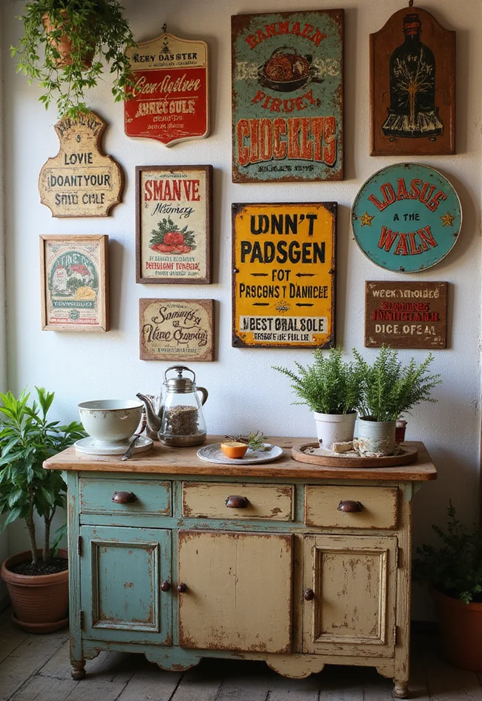 12 Vintage Wall Art Tips That Will Elevate Your Interior Design Game (Don't Miss #9!) - 7. Incorporate Vintage Signs 1