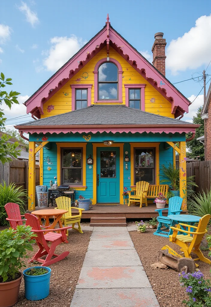 15 Stunning Tiny Home Exteriors That Will Make You Jealous of Their Curb Appeal! - 15. Colorful Expression 1