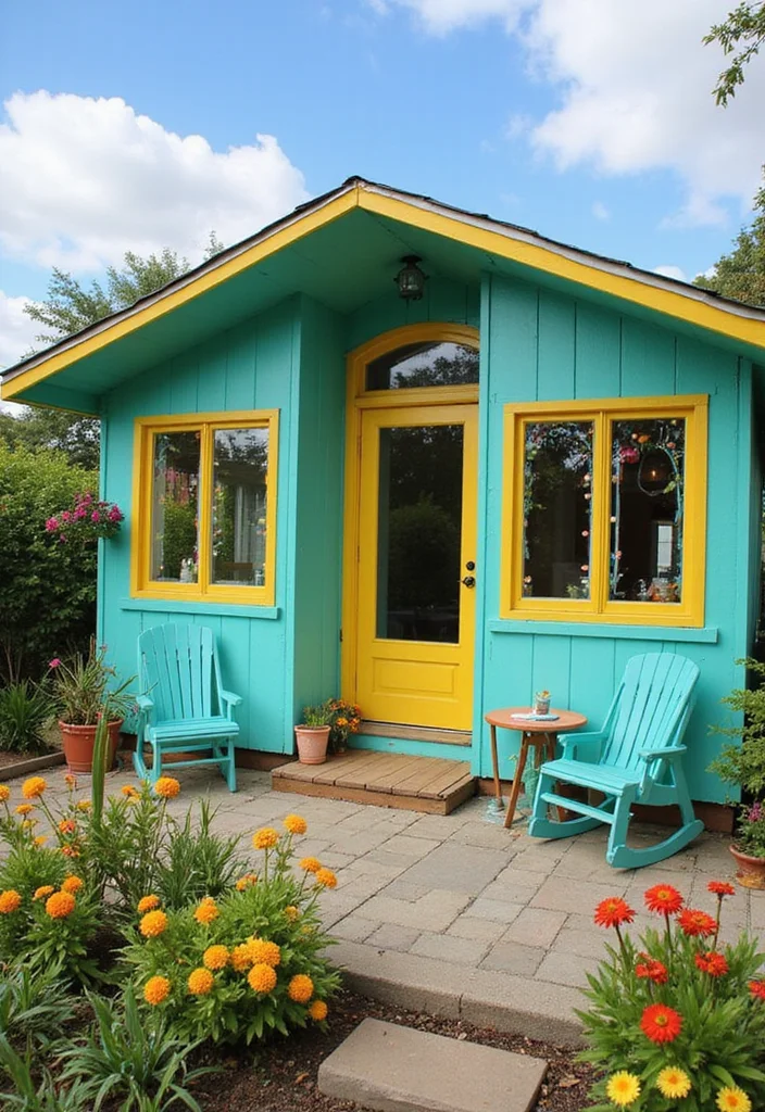 15 Stunning Tiny Home Exteriors That Will Make You Jealous of Their Curb Appeal! - 8. Retro Vibes 1
