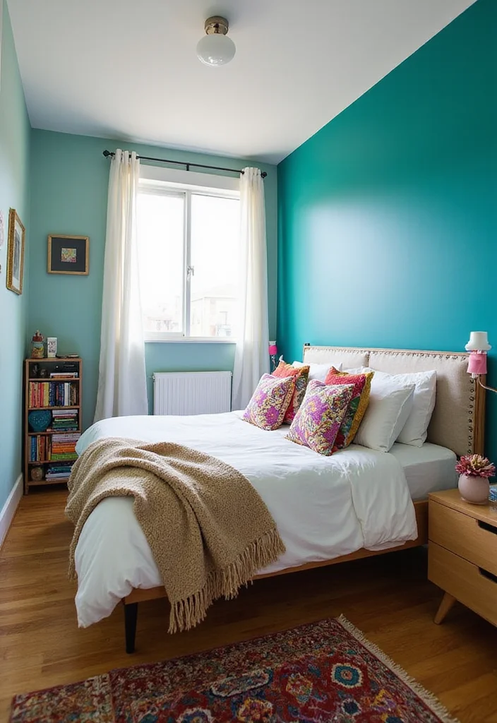 15 Budget-Friendly Tiny Home Bedroom Makeovers That Will Leave You Speechless (Wait Until You See #9!) - 1. Vibrant Color Splash 1