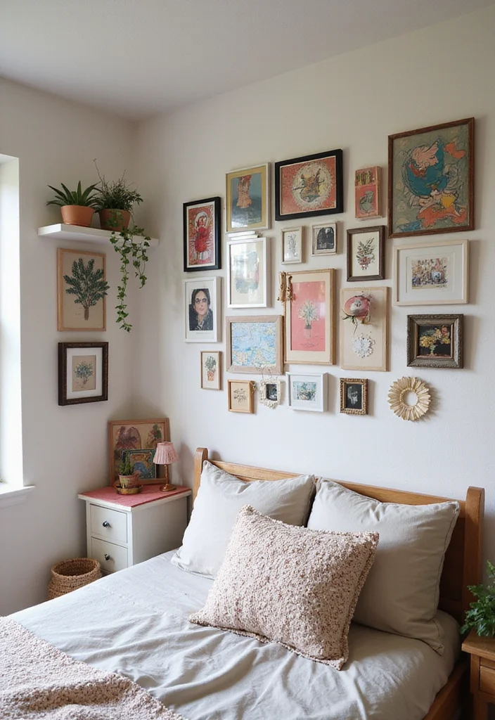 15 Budget-Friendly Tiny Home Bedroom Makeovers That Will Leave You Speechless (Wait Until You See #9!) - 4. Eclectic Gallery Wall 1