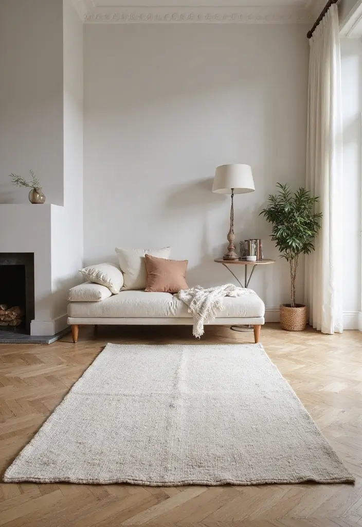 18 Must-Try Minimalist Interior Design Tricks That Elevate Any Room (You'll Be Obsessed #12!) - 7. Create Zones with Rugs 1