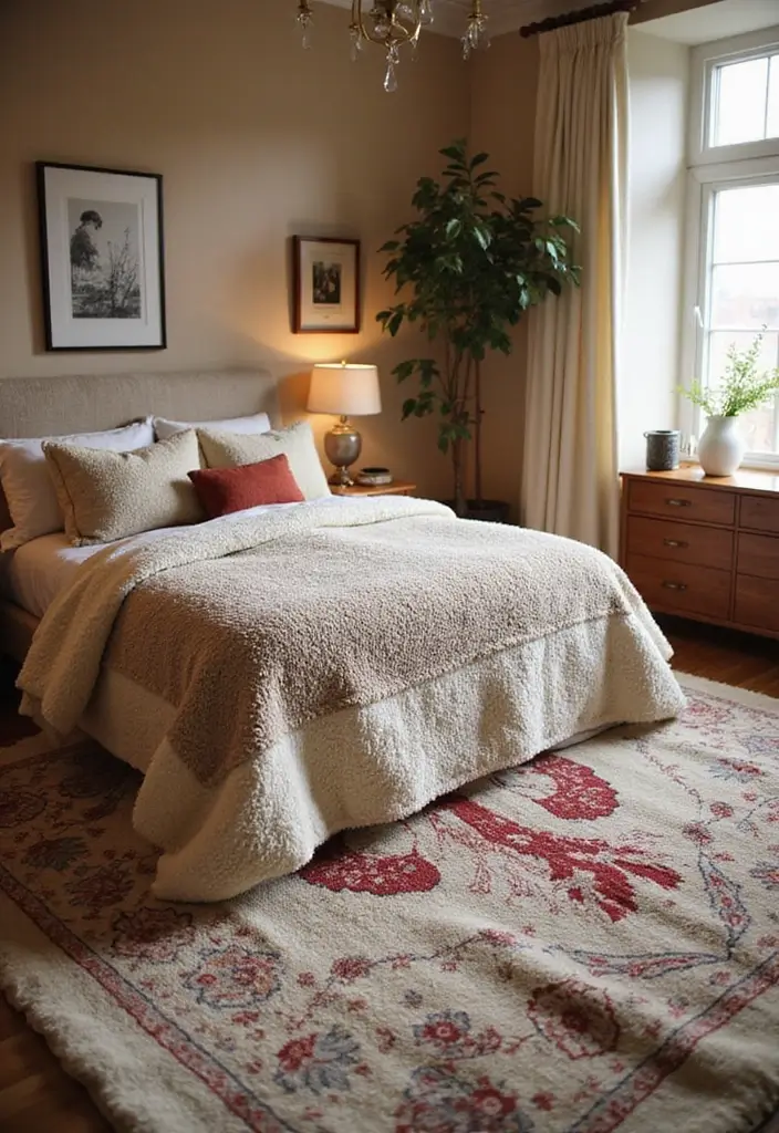 20 Cozy Bedroom Inspiration Ideas That Make Your Space Unbelievably Snug - 15. Soft Rugs 1