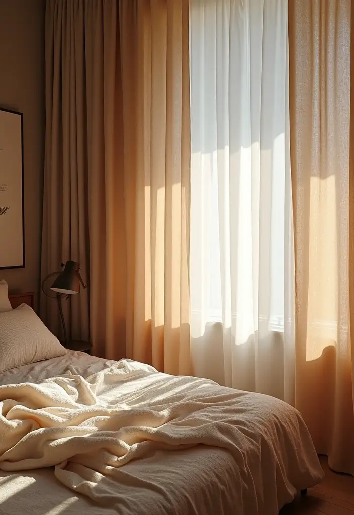20 Cozy Bedroom Inspiration Ideas That Make Your Space Unbelievably Snug - 8. Textured Curtains 1