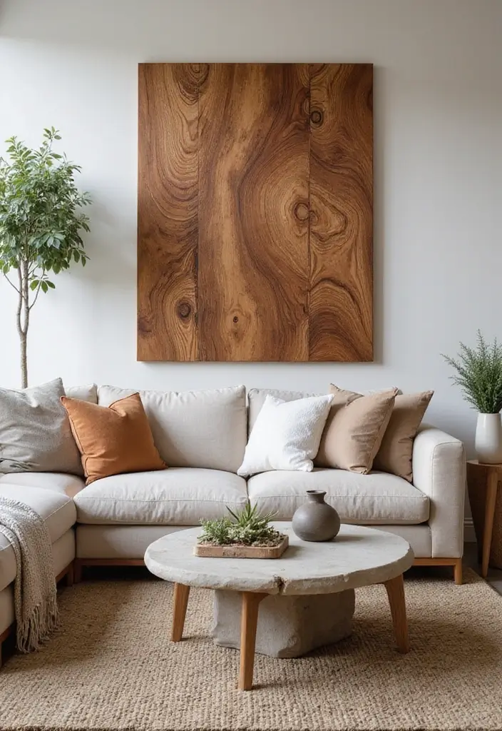 30 Jaw-Dropping Modern Wall Art Ideas to Elevate Your Living Room Instantly - 12. Wood Panel Art 1
