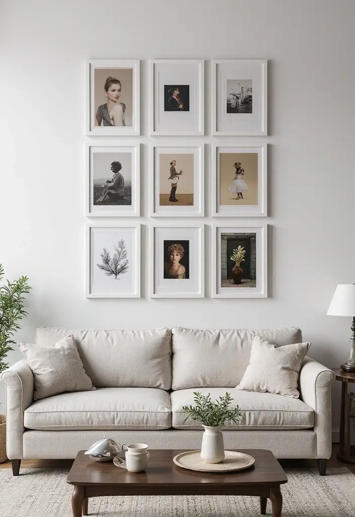 30 Jaw-Dropping Modern Wall Art Ideas to Elevate Your Living Room Instantly - 14. Artistic Grids 1