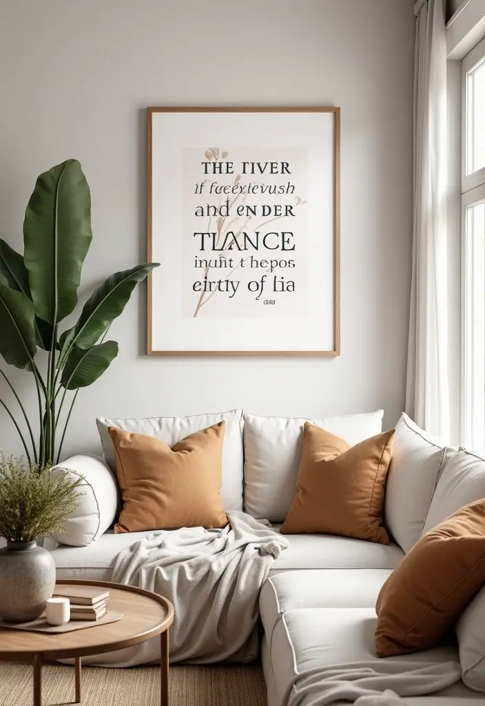30 Jaw-Dropping Modern Wall Art Ideas to Elevate Your Living Room Instantly - 16. Inspirational Quotes 1