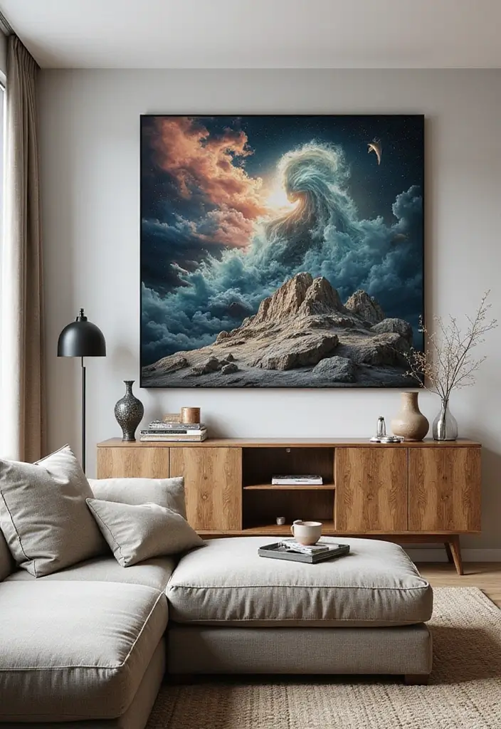 30 Jaw-Dropping Modern Wall Art Ideas to Elevate Your Living Room Instantly - 22. Surreal Art 1