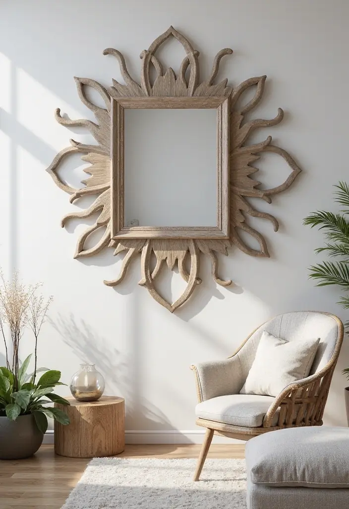 30 Jaw-Dropping Modern Wall Art Ideas to Elevate Your Living Room Instantly - 24. Artistic Mirrors 1