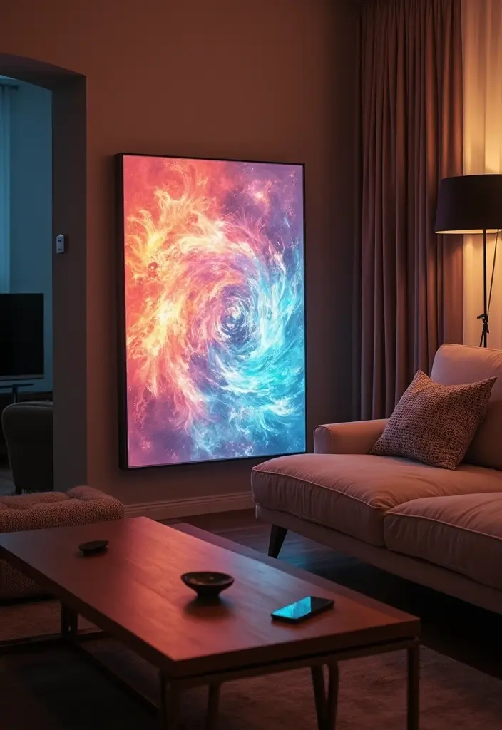 30 Jaw-Dropping Modern Wall Art Ideas to Elevate Your Living Room Instantly - 27. Light Box Art 1