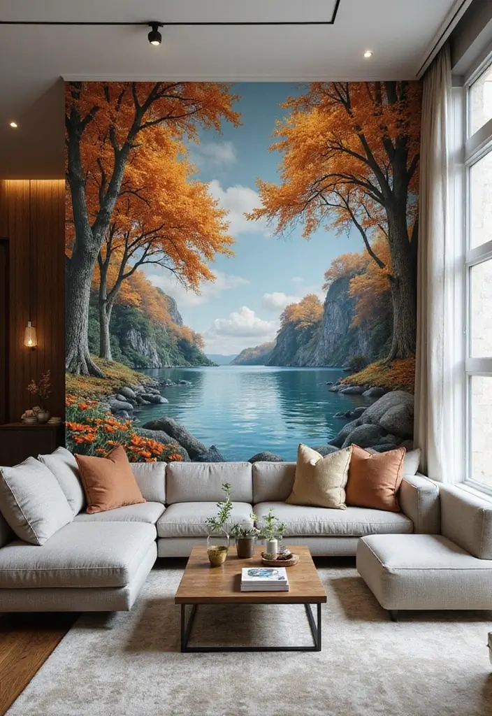 30 Jaw-Dropping Modern Wall Art Ideas to Elevate Your Living Room Instantly - 28. Hand-Painted Murals 1