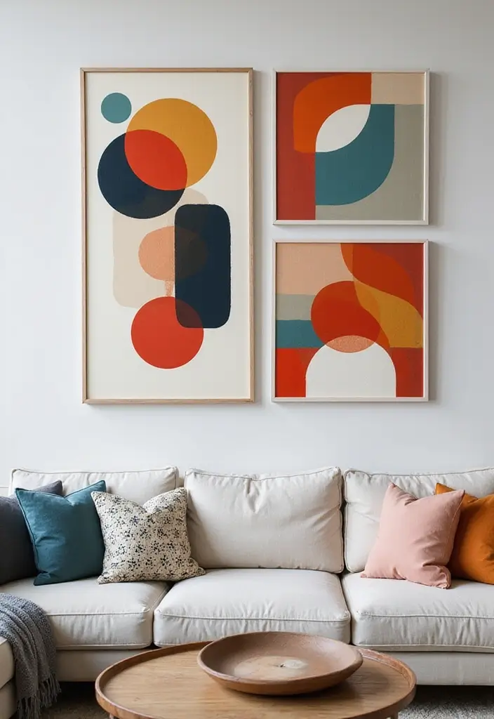 30 Jaw-Dropping Modern Wall Art Ideas to Elevate Your Living Room Instantly - 4. Geometric Shapes 1