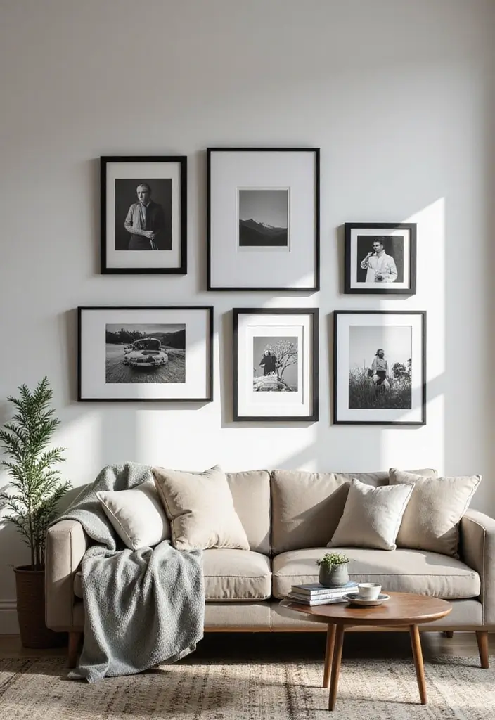 30 Jaw-Dropping Modern Wall Art Ideas to Elevate Your Living Room Instantly - 5. Black and White Photography 1