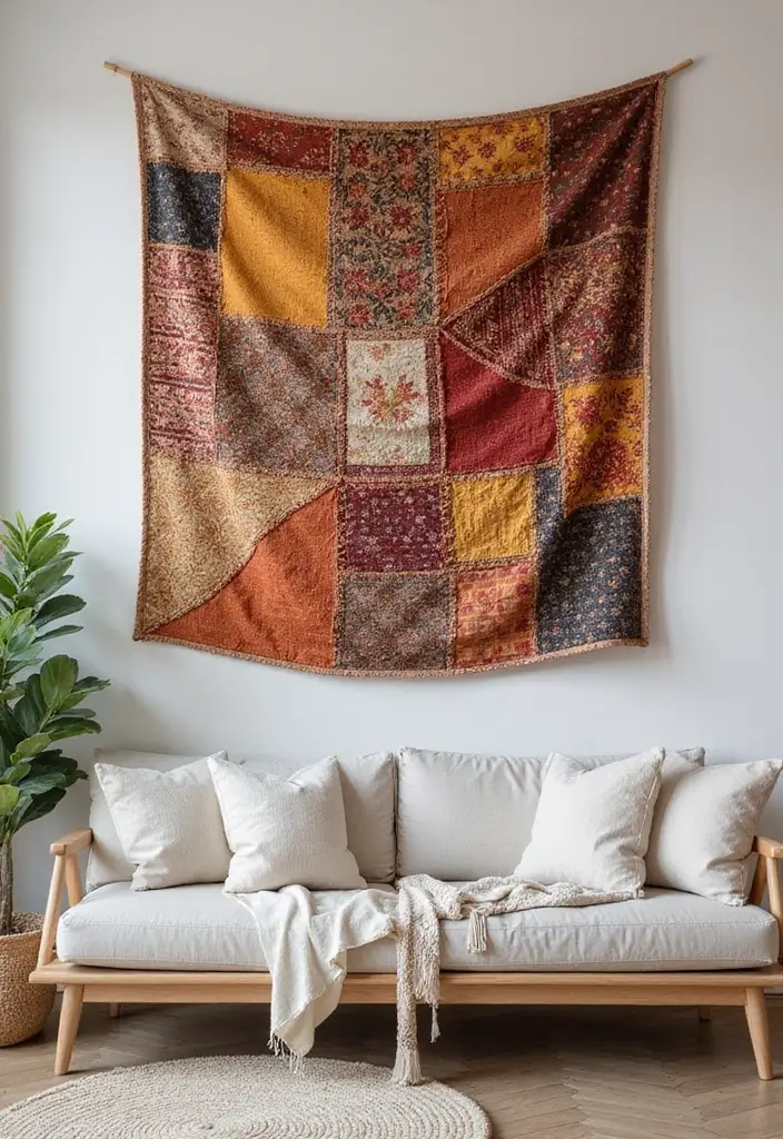 30 Jaw-Dropping Modern Wall Art Ideas to Elevate Your Living Room Instantly - 6. Fabric Wall Hangings 1
