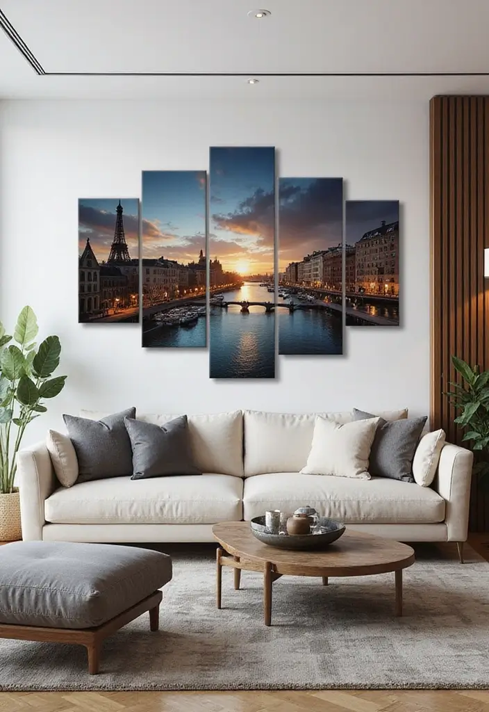 30 Jaw-Dropping Modern Wall Art Ideas to Elevate Your Living Room Instantly - 9. Canvas Split Art 1