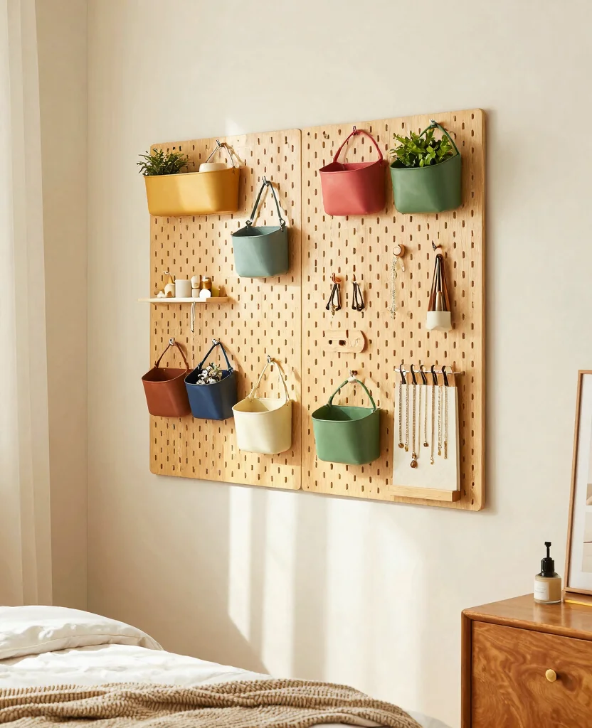 Transform Your Tiny Bedroom with Genius Small Space Organization Ideas - 4. Incorporate Hooks and Pegboards 1