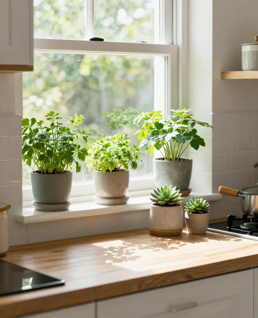 Transform Your Tiny Home: 15 Small Space Kitchen Decor Ideas You’ll Love - 4. Incorporate Plants for Freshness 1