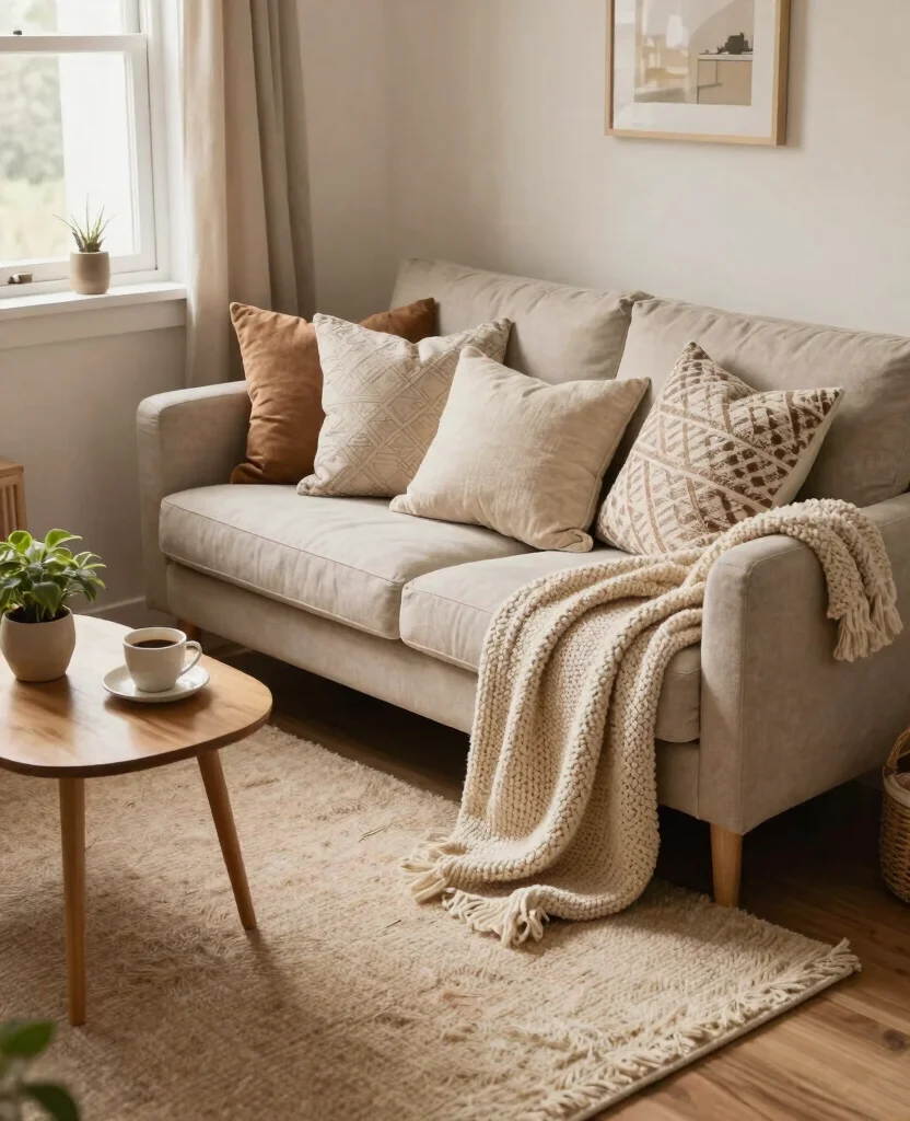 Transform Your Tiny Home: Creative Small Space Decor Ideas for Cozy Living - 3. Add Warm Textiles 1