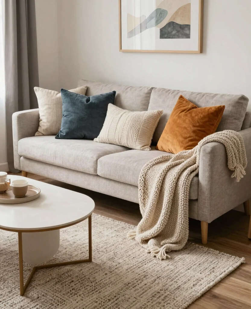 Transform Your Tiny Home with Small Space Modern Decor Ideas for a Chic Look - 5. Layer Textiles for Warmth 1