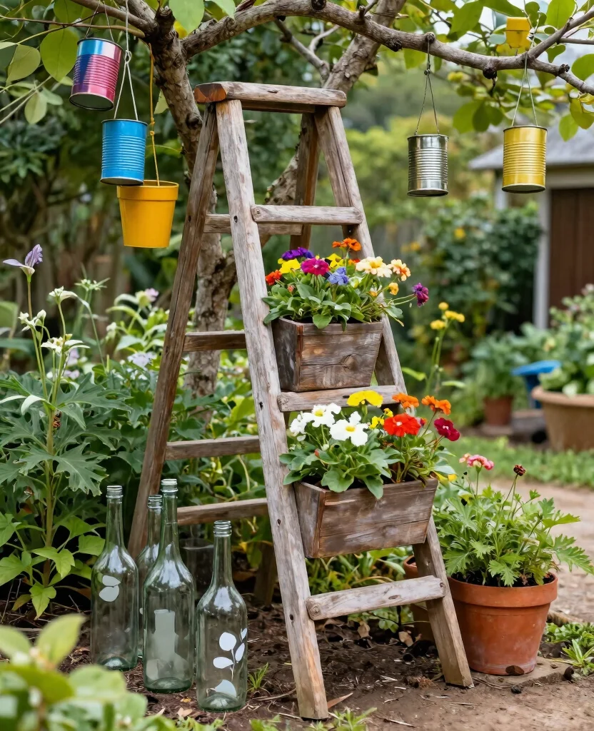 Transform Your Tiny Space: 15 Creative Small Space Garden Decor Ideas You'll Love - 8. Repurposed Decor 1