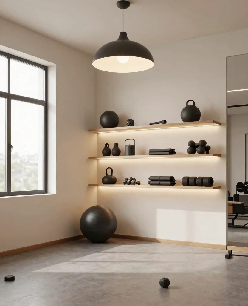 Transform Your Tiny Space: Creative Home Gym Decor Ideas for Small Spaces - 6. Functional Lighting 1