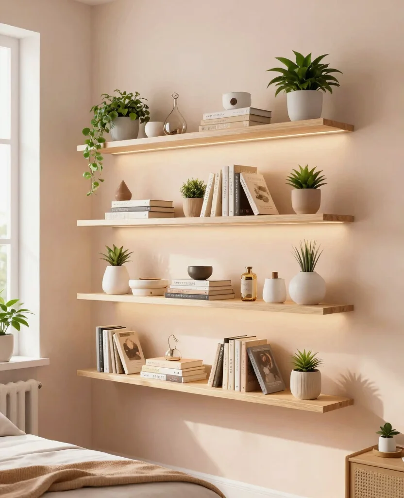 10 Genius DIY Bedroom Organization Ideas for Small Spaces That Save You Room and Style - 2. Floating Shelves 1