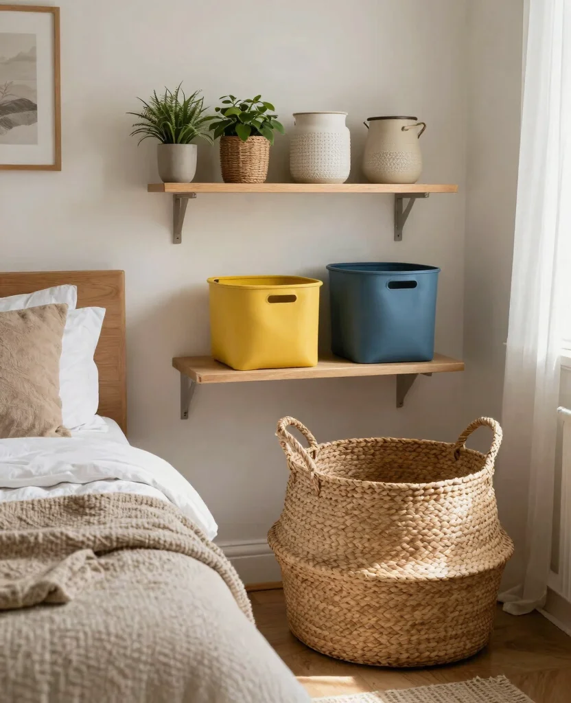 10 Genius DIY Bedroom Organization Ideas for Small Spaces That Save You Room and Style - 8. Stylish Baskets and Bins 1