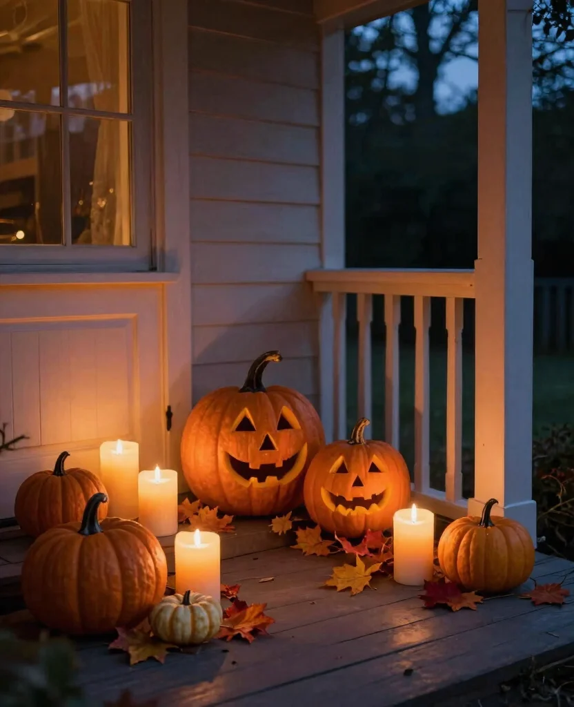 Charming Small Space Outdoor Halloween Decor Ideas to Spook Up Your Porch! - 5. Eerie Candle Displays 1