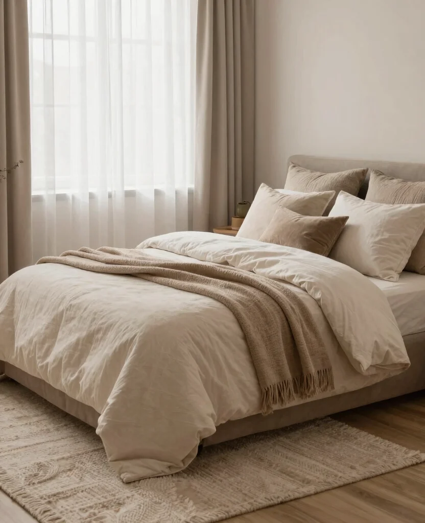 Stylish Small Bedroom Decor Ideas for Couples in Space-Saving Studio Apartments - 4. Cozy Textiles and Layers 1