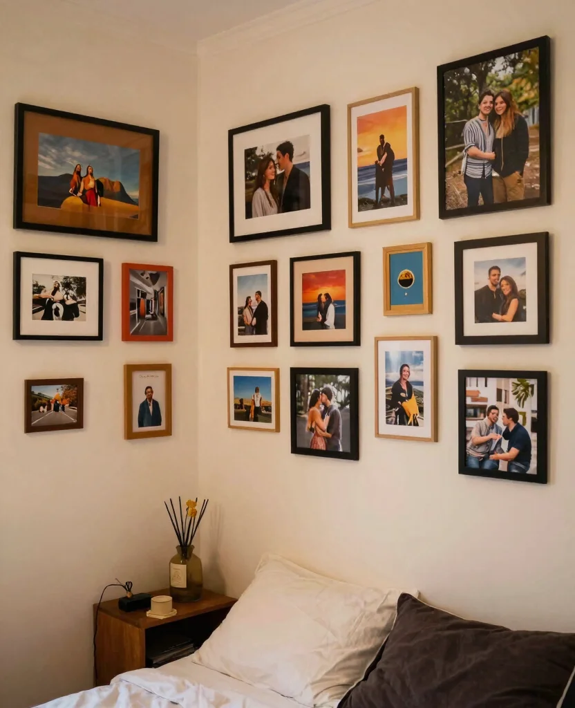 Stylish Small Bedroom Decor Ideas for Couples in Space-Saving Studio Apartments - 5. Personal Art Gallery 1