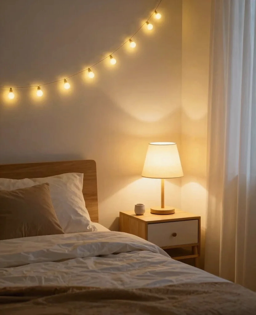 Stylish Small Bedroom Decor Ideas for Couples in Space-Saving Studio Apartments - 9. Smart Lighting Options 1