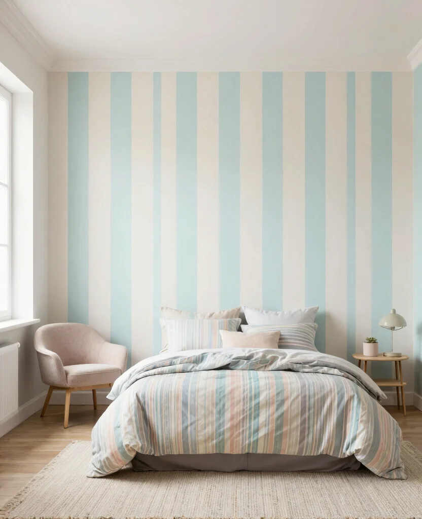 Transform Small Bedrooms: Space-Saving Decor Ideas for Cozy and Stylish Living - 10. Create an Illusion of Height with Vertical Stripes 1