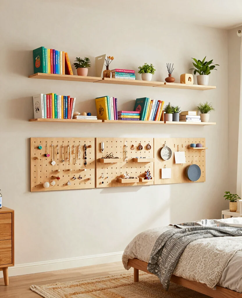 Transform Small Bedrooms: Space-Saving Decor Ideas for Cozy and Stylish Living - 2. Creative Wall Storage Solutions 1