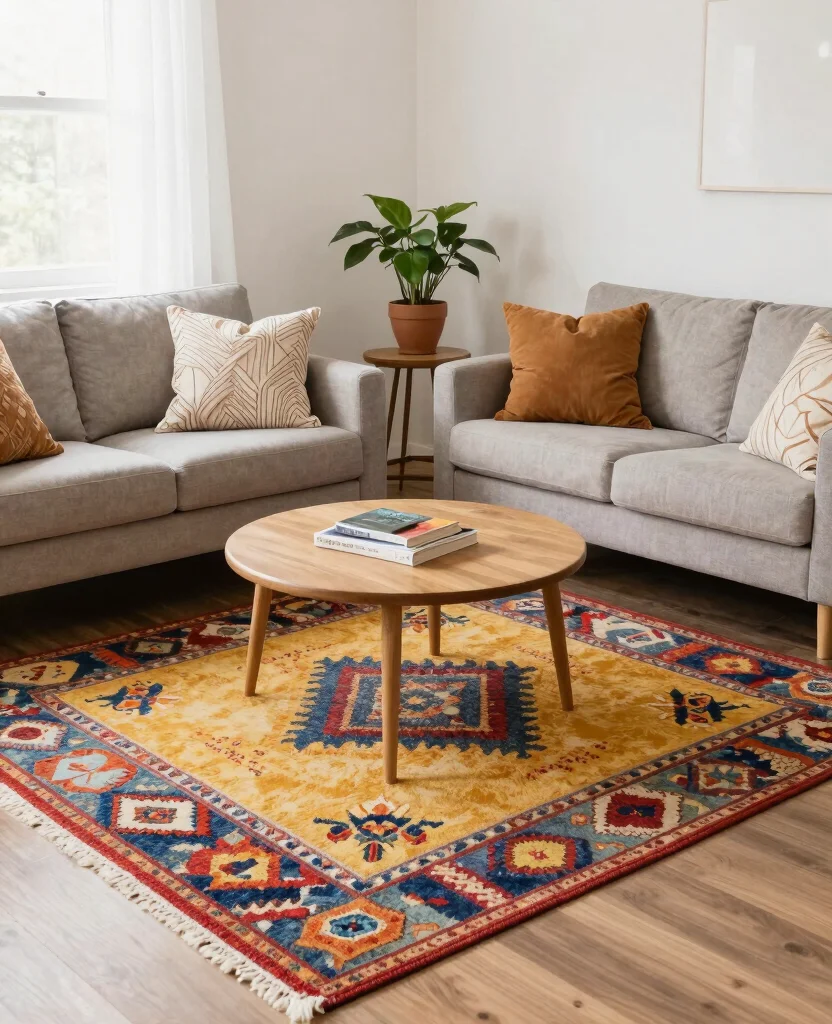 Transform Tiny Spaces: 10 DIY Ideas for Small Space Decor That Wow! - 7. Statement Rugs to Define Areas 1
