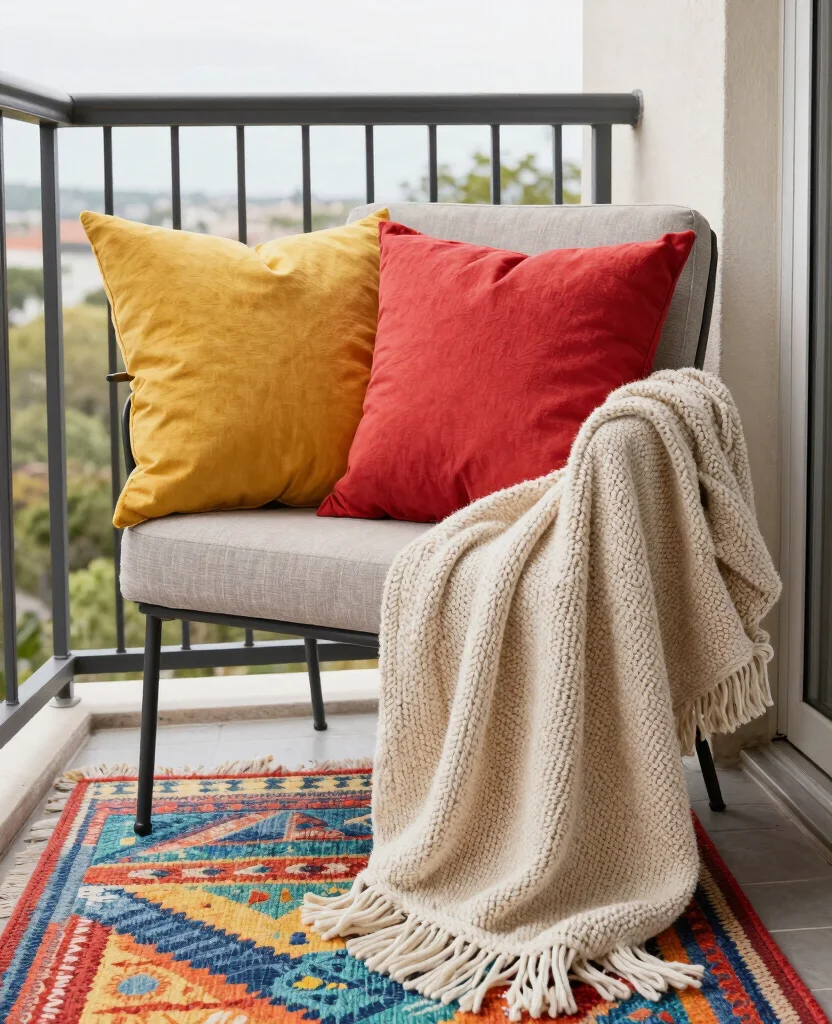 Transform Your Tiny Balcony: 10 Stunning Small Space Decor Ideas for Cozy Vibes - 4. Use Textiles for Comfort and Style 1