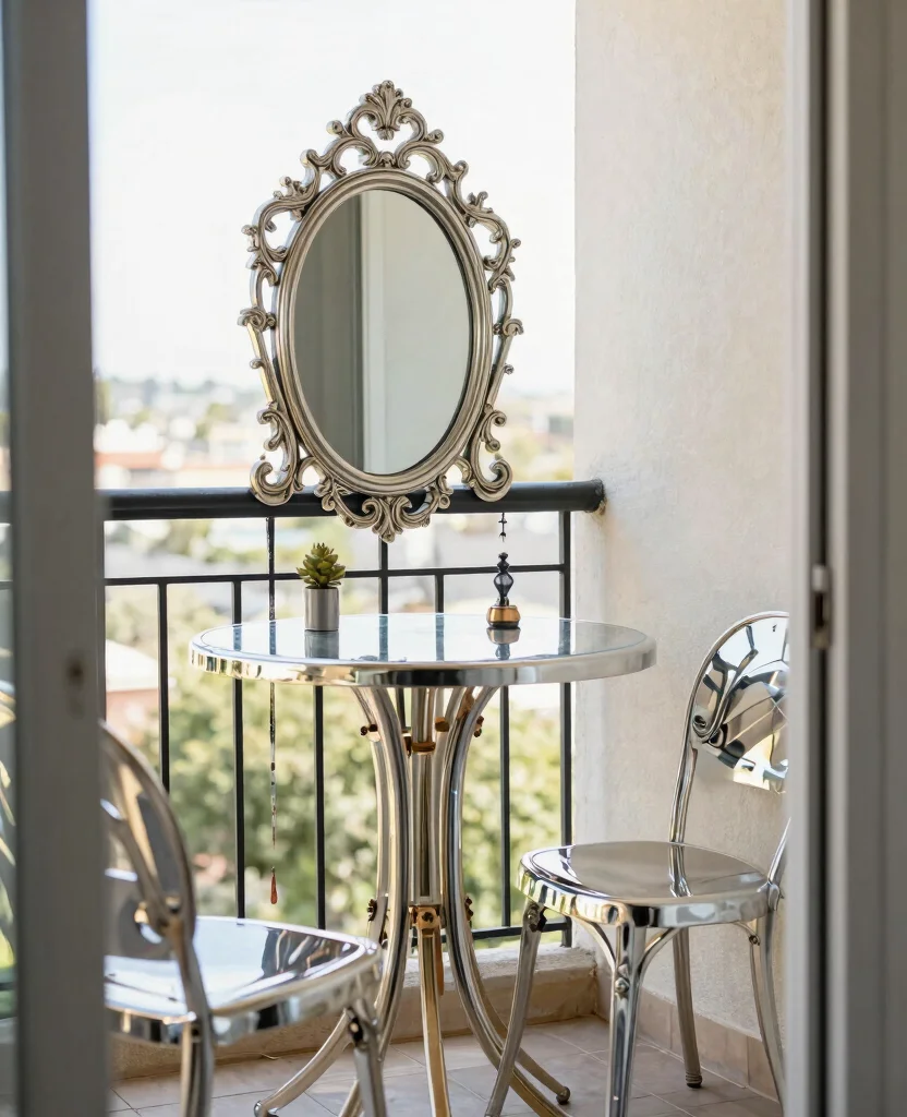 Transform Your Tiny Balcony: 10 Stunning Small Space Decor Ideas for Cozy Vibes - 8. Reflective Surfaces for Depth 1