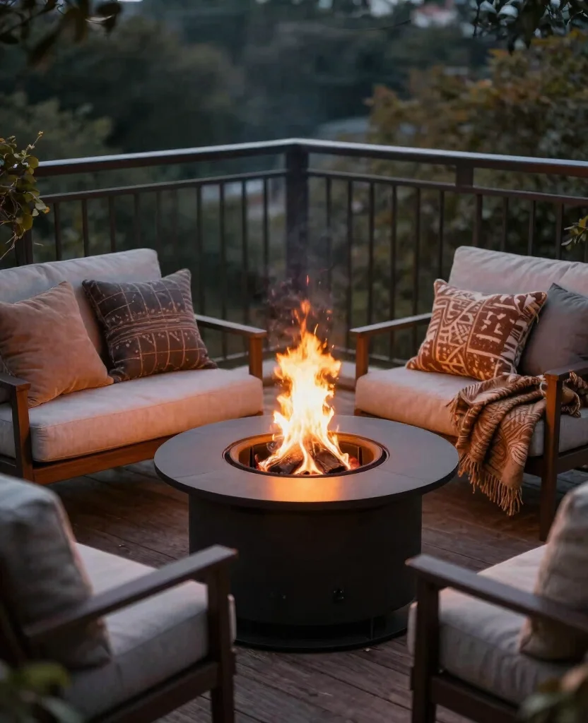 Transform Your Tiny Balcony: 10 Stunning Small Space Decor Ideas for Cozy Vibes - 9. Cozy Fire Pit or Heater 1